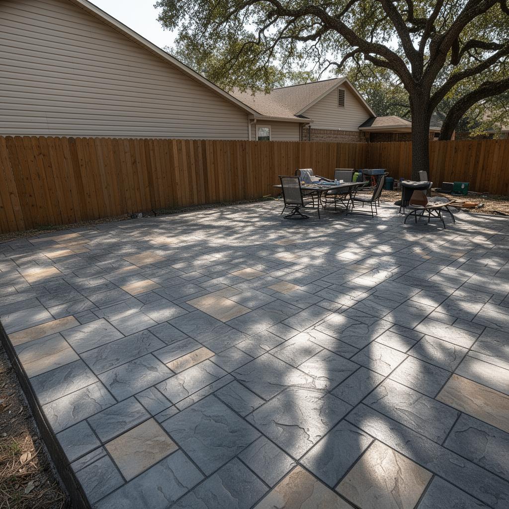 Slate-Pattern Patio — Urban Stone concrete project in Atascocita, TX