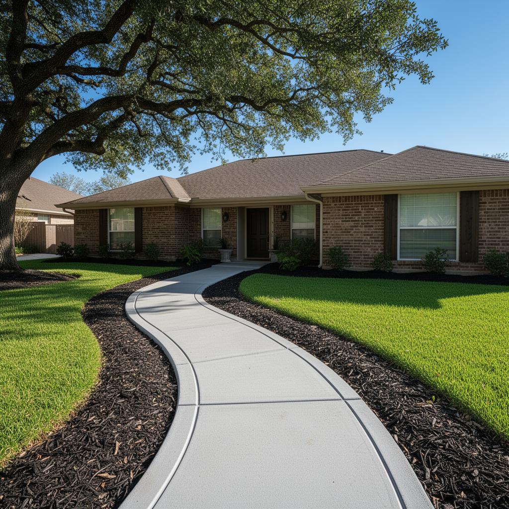 Curved Front Walkway — Urban Stone concrete project in Humble, TX